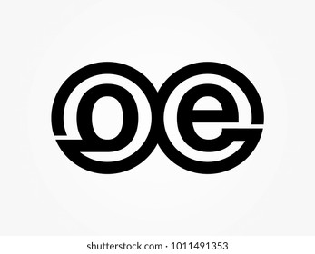 Initial letter logo oe lowercase related in circles black