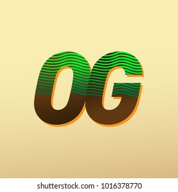 initial letter logo OG colored green and brown with striped composition, Vector logo design template elements for your business or company identity