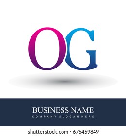 initial letter logo OG colored red and blue, Vector logo design template elements for your business or company identity