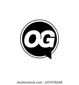Initial letter logo og inside speech bubble black