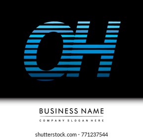 initial letter logo OH colored blue with striped compotition, Vector logo design template elements for your business or company identity

