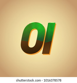 initial letter logo OI colored green and brown with striped composition, Vector logo design template elements for your business or company identity