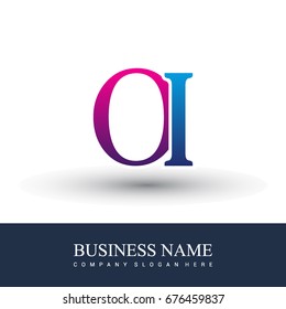 initial letter logo OI colored red and blue, Vector logo design template elements for your business or company identity