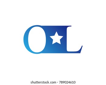 Initial letter logo OL uppercase blue template with star