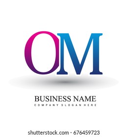 initial letter logo OM colored red and blue, Vector logo design template elements for your business or company identity