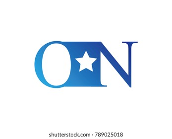 Initial letter logo ON uppercase blue template with star