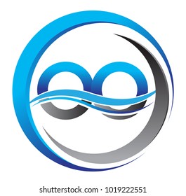 initial letter logo OO company name blue and grey color on circle and swoosh design. vector logotype for business and company identity.