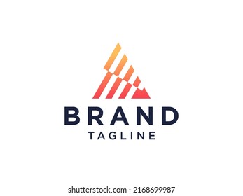 Initial Letter A Logo. Orange Bright Origami Style isolated on White Background. Usable for Business and Technology Logos. Flat Vector Logo Design Template Element. 
