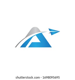 initial letter a logo Origami paper plane