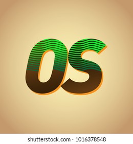 initial letter logo OS colored green and brown with striped composition, Vector logo design template elements for your business or company identity