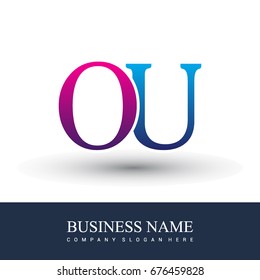 initial letter logo OU colored red and blue, Vector logo design template elements for your business or company identity