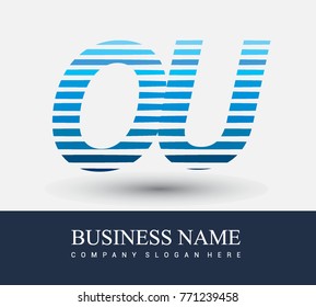 initial letter logo OU colored blue with striped compotition, Vector logo design template elements for your business or company identity
