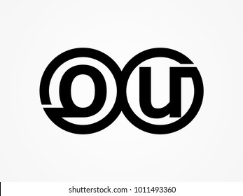 Initial letter logo ou lowercase related in circles black