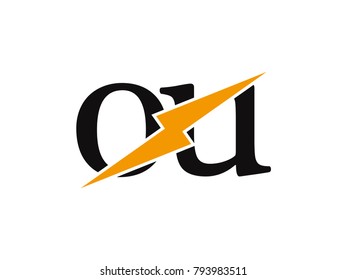 Initial letter logo ou lowercase thunder vector design