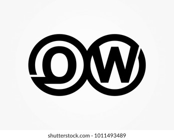 Initial letter logo ow lowercase related in circles black