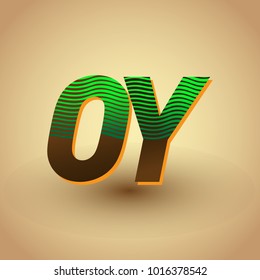 initial letter logo OY colored green and brown with striped composition, Vector logo design template elements for your business or company identity