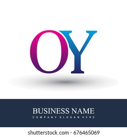 initial letter logo OY colored red and blue, Vector logo design template elements for your business or company identity
