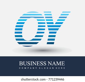 initial letter logo OY colored blue with striped compotition, Vector logo design template elements for your business or company identity
