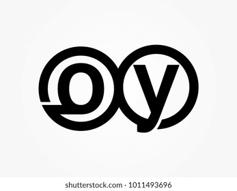 Initial letter logo oy lowercase related in circles black