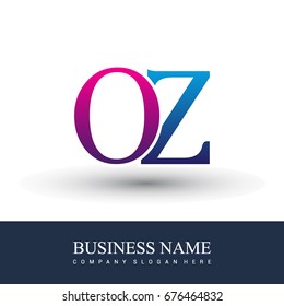 initial letter logo OZ colored red and blue, Vector logo design template elements for your business or company identity
