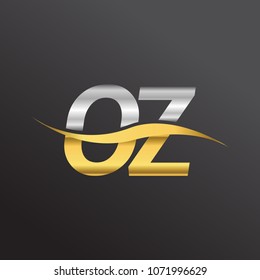 initial letter logo OZ company name gold and silver color swoosh design. vector logotype for business and company identity.