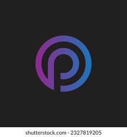initial letter logo p inside circle shape, op, po, p inside o rounded lowercase white black background