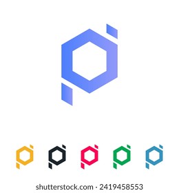 initial letter logo p inside circle shape, op, po, p inside o