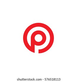 initial letter logo p inside circle shape, op, po, p inside o rounded lowercase red flat