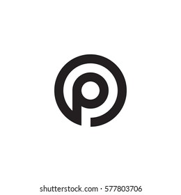 initial letter logo p inside circle shape, op, po, p inside o rounded lowercase black monogram