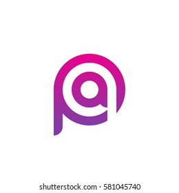 initial letter logo pa, ap, a inside p rounded lowercase purple pink