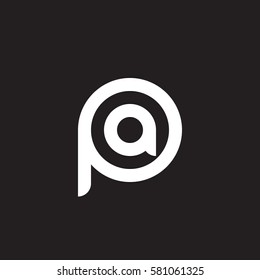 initial letter logo pa, ap, a inside p rounded lowercase white black background