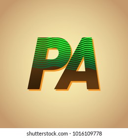 initial letter logo PA colored green and brown with striped composition, Vector logo design template elements for your business or company identity

