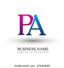 initial letter logo PA colored red and blue, Vector logo design template elements for your business or company identity