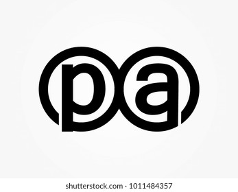 Initial letter logo pa lowercase related in circles black