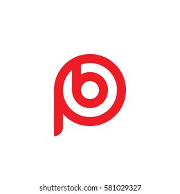 initial letter logo pb, bp, b inside p rounded lowercase red flat