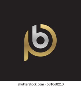 initial letter logo pb, bp, b inside p rounded lowercase logo gold silver