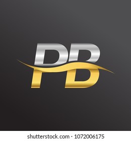 initial letter logo PB company name gold and silver color swoosh design. vector logotype for business and company identity.
