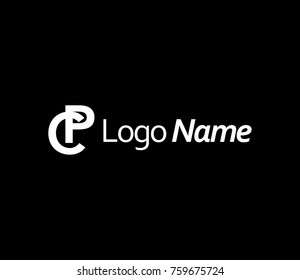 Initial letter logo pc, white black background