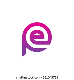 initial letter logo pe, ep, e inside p rounded lowercase purple pink
