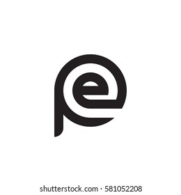 initial letter logo pe, ep, e inside p rounded lowercase black monogram