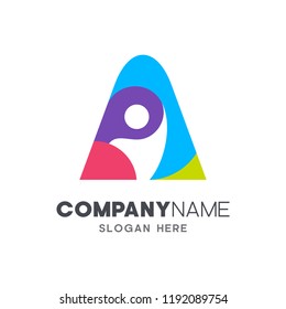 initial letter a logo with people inside