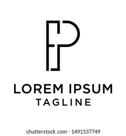 initial letter logo PF, FP, logo template