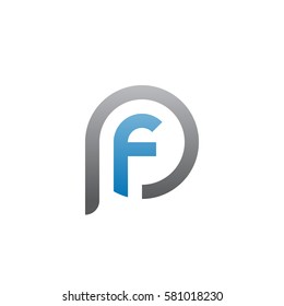 initial letter logo pf, fp, f inside p rounded lowercase blue gray