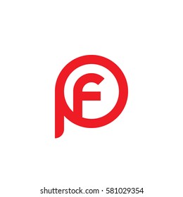 initial letter logo pf, fp, f inside p rounded lowercase red flat