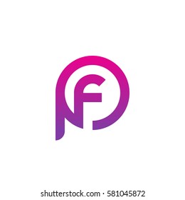 initial letter logo pf, fp, f inside p rounded lowercase purple pink