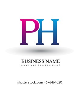 initial letter logo PH colored red and blue, Vector logo design template elements for your business or company identity