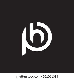 initial letter logo ph, hp, h inside p rounded lowercase white black background