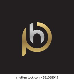 initial letter logo ph, hp, h inside p rounded lowercase logo gold silver