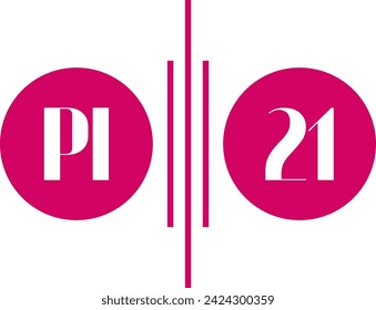initial letter logo pi, circle rounded Uppercase Pink monogram