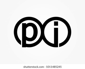 Initial letter logo pi lowercase related in circles black